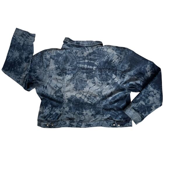 Torrid Tie Dye Womens Blue Denim Jacket Plus Size 3X 22-24 Trucker Casual Hippie - Picture 6 of 13
